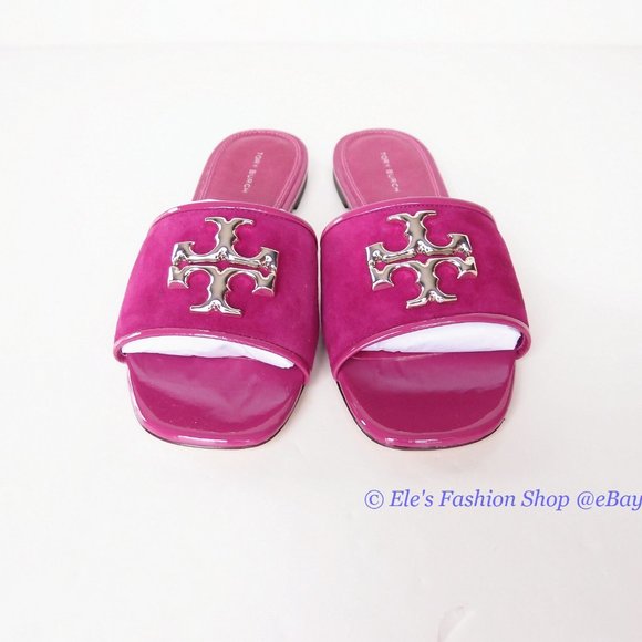 NIB Tory Burch Eleanor Leather Slide Fuchsia Hot Pink US 8 8.5 9 9.5 10 AUTHENTC - Picture 9 of 16
